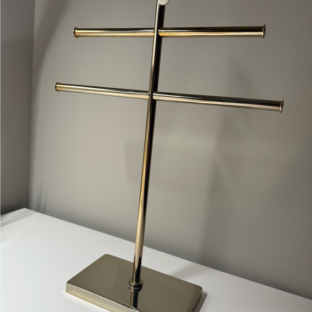 Gold Jewelry T-Bar Display Stand - Polished Metal